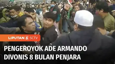 Majelis Hakim PN Jakarta Pusat menjatuhkan 8 bulan penjara kepada enam terdakwa pengeroyok Ade Armando. Vonis ini lebih ringan dari tuntutan JPU yakni 2 tahun penjara. Salah satu terdakwa menerima vonis.