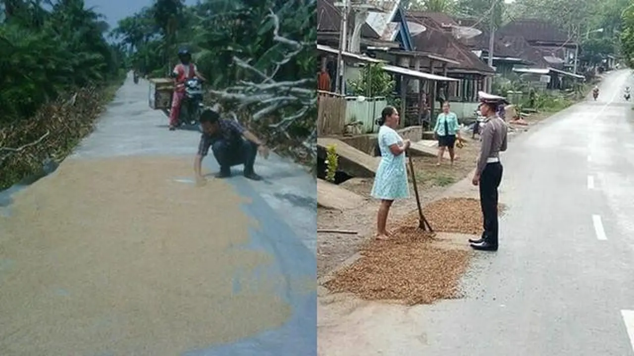 Jalan dijadikan tempat jemuran (Ist)