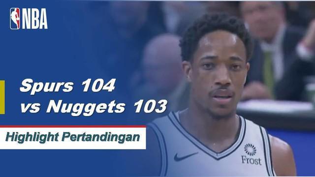 DeMar DeRozan skor 24 sebagai Spurs mendapatkan kemenangan atas Nuggets 104-103.