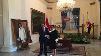 Menteri Luar Negeri RI Retno Marsudi saat menerima kunjungan kerja Second Minister of Foreign Affairs & Trade Brunei Darussalam Erywan Yusof (Liputan6.com/Teddy Tri Setio Berty)