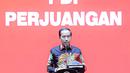 <p>Presiden Joko Widodo menyampaikan pidato politiknya dalam HUT ke-50 PDI Perjuangan di JIExpo, Kemayoran, Jakarta, Selasa (10/1/2023). HUT ke-50 tahun PDI Perjuangan bertemakan Genggam Tangan Persatuan Dengan Jiwa Gotong Royong dan Semangat Api Perjuangan Nan Tak Kunjung Padam. (FOTO: Dok. Istimewa)</p>