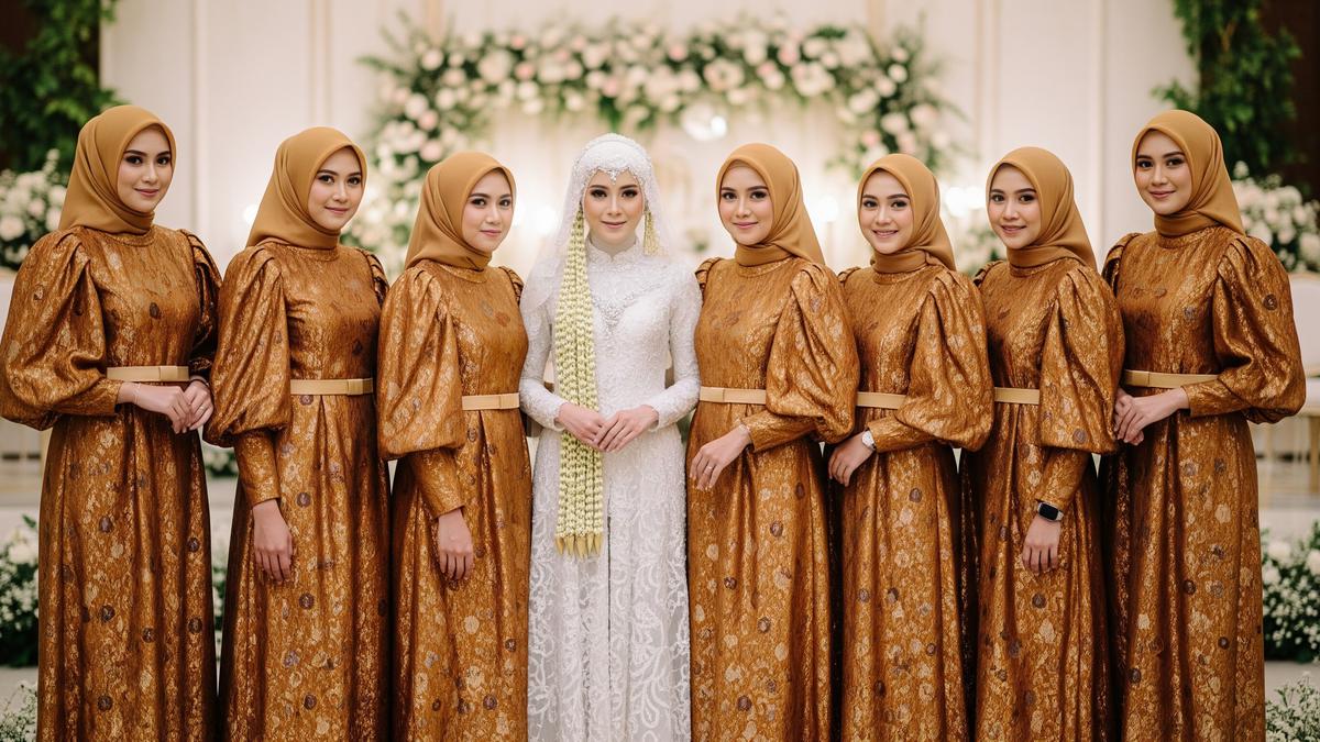 7 Model Gamis Brokat Warna Coklat tapi Tetap Glowing untuk Bridesmaid Berhijab, Anggun dan Modern
