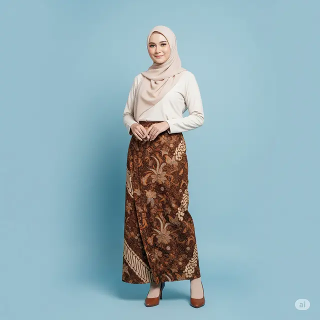10 Model Busana Muslim Batik Kombinasi Polos yang Elegan dan Modern