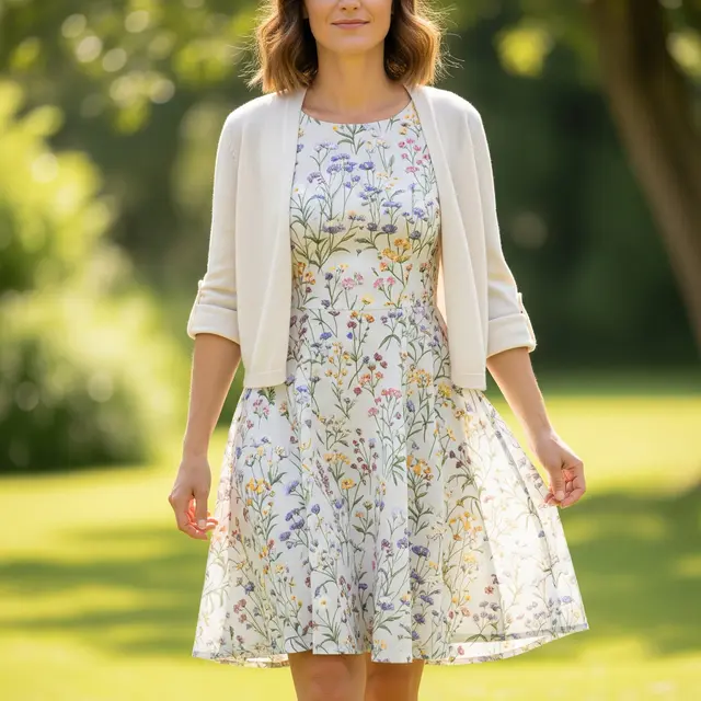 8 Cara Tampil Modis Memadukan Cardigan dan Dress