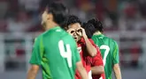Pemain Timnas Indonesia U-23, Rayhan Hannan melakukan selebrasi setelah mencetak gol ke gawang Makau dalam laga Kualifikasi Piala Asia U-23 2026 di Stadion Gelora Delta Sidoarjo, Jawa Timur, Sabtu (06/09/2025). (Bola.com/Abdul Aziz)