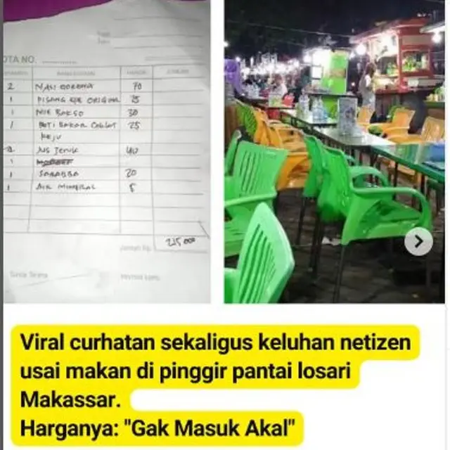 Wisatawan Curhat Harga Makanan di Warung Pinggir Pantai Losari Tidak Masuk Akal