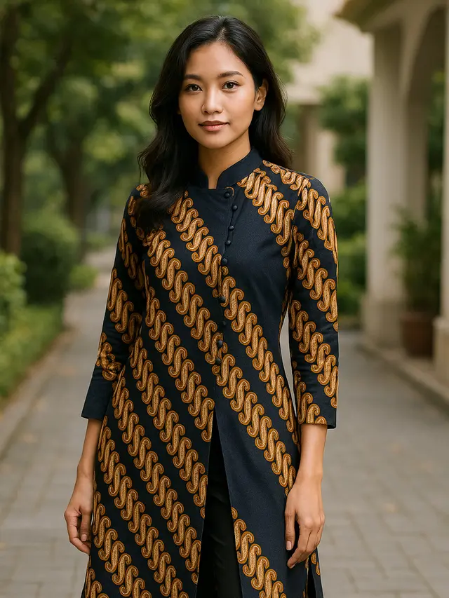 8 Model Tunik Batik Kancing Samping dengan Belahan Panjang, Bikin Tampilan Jadi Langsing dan Anggun