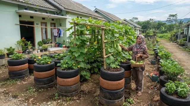 Ide Kebun Sayur untuk Rumah Subsidi Tanpa Menguras Anggaran yang Bisa Petik Setiap Hari Model Pemanfaatan Ban Bekas untuk Kebun