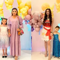 Ashanty hadir di pesta ulang tahun Claire, bersama Arsy. Keduanya kompak mengenakan dress nuansa ungu. [@ashanty_ash]