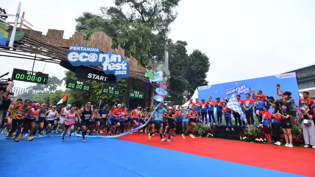 Sekitar 8000-an orang mengikuti Pertamina Eco- RunFest 2022 di Istora Senayan Jakarta, Minggu 27 November 2022.