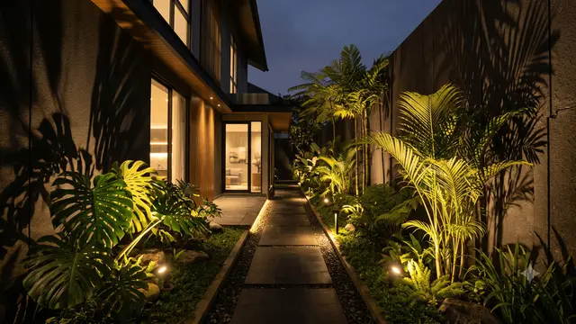 Model Taman Linear di Samping Rumah