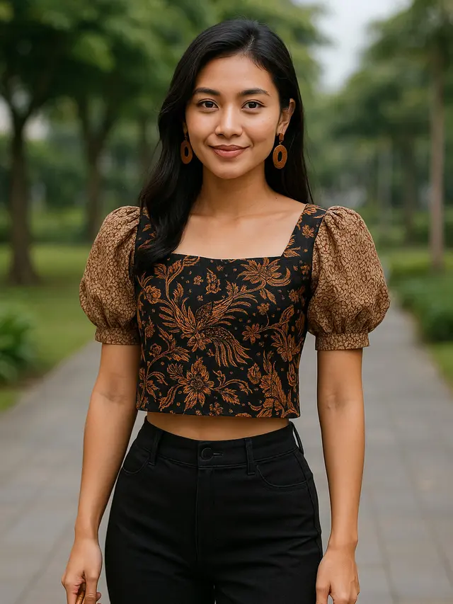 7 Model Crop Top Batik Lengan Pendek, Gaya Tradisional yang Makin Kekinian
