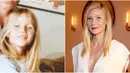 Gambar di sisi kiri mungkin sedikit buram namun tentunya menunjukkan bentuk wajah Gwyneth Paltrow yang sejak dulu identik dengan rambut pirangnya. (via glamourmagazine.co.uk – AFP/Bintang.com)