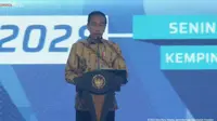 Presiden  Jokowi dalam Pengukuhan Pengurus Apindo, di Jakarta, Senin (31/7/2023). Dia kembali mengukuhkan komitmen hilirisasi Indonesia.