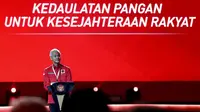 Bakal calon presiden (Bacapres) dari PDI Perjuangan (PDIP) Ganjar Pranowo Saat Memberikan Pidato Politik dalam Rakernas IV PDIP di JIExpo Kemayoran, Jakarta. (Foto: Dokumentasi PDIP).