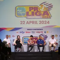 Konferensi Pers PLN Mobile Proliga 2024 di SCTV Tower, Jakarta, Senin (22/4/2024).