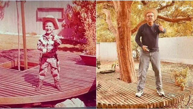 6 Potret Transformasi Orang Ketika Foto Bareng Pohon, Bertumbuh Bersama