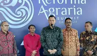Menteri Agraria dan Tata Ruang/Kepala Badan Pertanahan Nasional (ATR/BPN) Agus Harimurti Yudhoyono d alam Reforma Agraria Summit 2024, di Sanur, Bali, Sabtu (15/6/2024). (Arief/Liputan6.com)