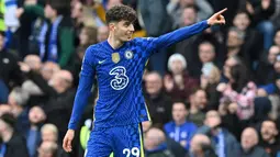 Kai Havertz menjadi pahlawan kala itu usai gol semata wayangnya membuat Chelsea terhindar dari kekalahan. (AFP/Justin Tallis)