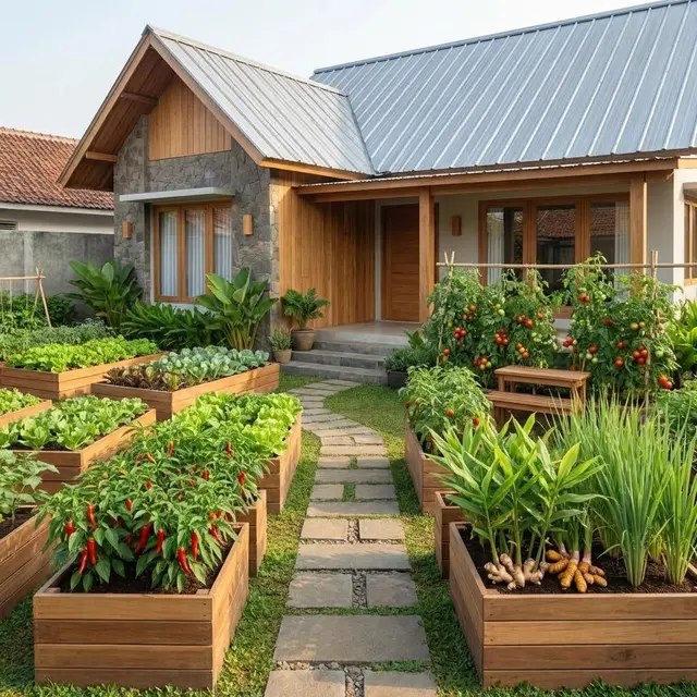 Taman Sayur dan Obat Keluarga di Desa (Gemini AI)