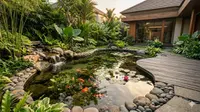 12 Desain Kolam Ikan Dangkal yang Menggabungkan Ikan dan Tanaman Hias di Rumah