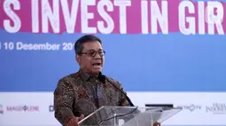 Wakil Menkeu Suahasil Nazara memberi sambutan dalam forum dialog Summit on Girls Getting Equal: Let's Invest in Girls di Jakarta, Selasa (10/12/2019). Pemerintah dukung untuk berinvestasi pada gender perempuan lewat beasiswa Lembaga Pengelola Dana Pendidikan (LPDP). (Liputan6.com/Fery Pradolo)