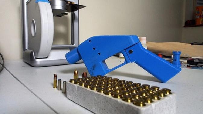 Pistol 3D yang komponennya sedang dibuat. (Robert Macpherson / AFP )
