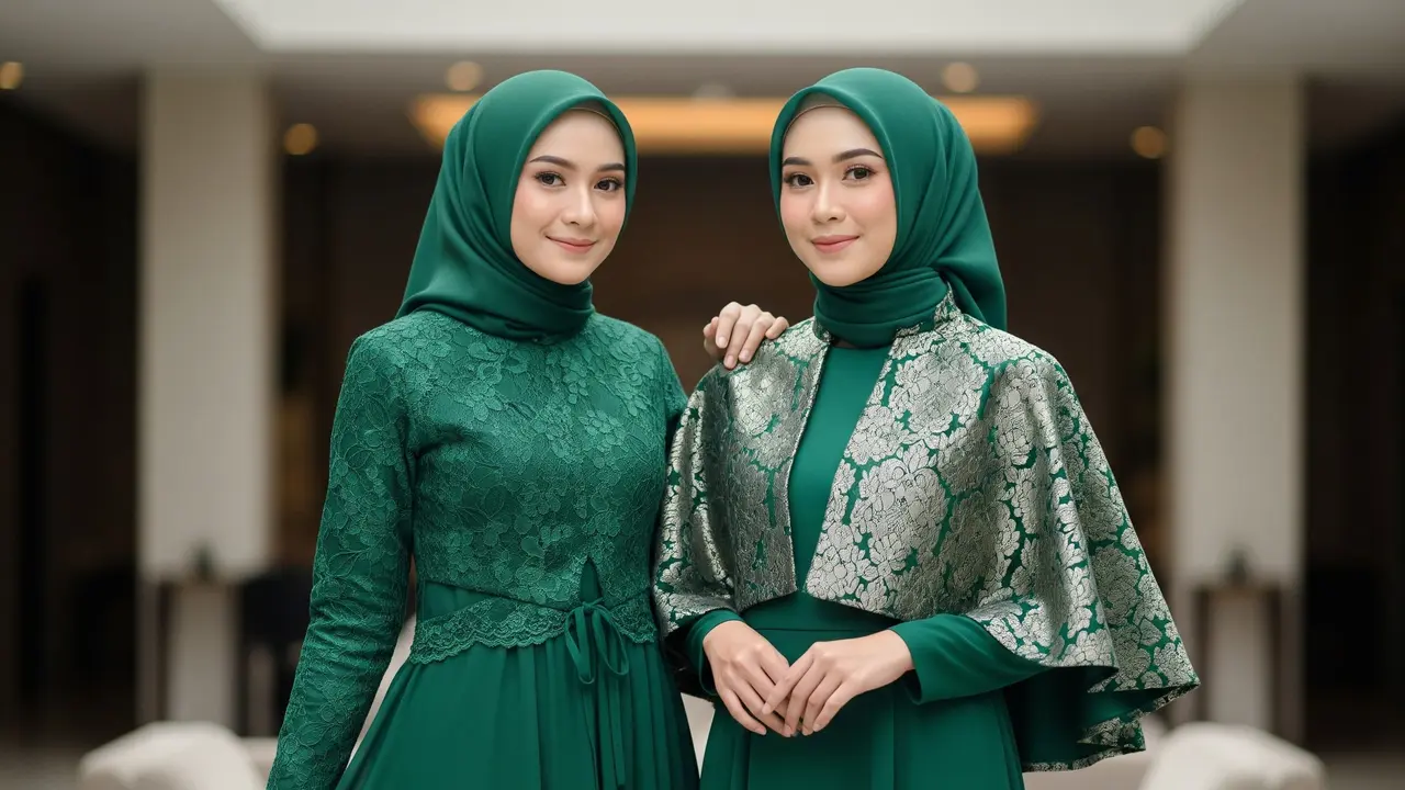 Model Gamis Hijau Zamrud Mewah Terbaru 2025