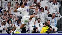 Selebrasi Jude Bellingham dalam laga Liga Spanyol antara Real Madrid vs Sevilla, Minggu (21/12/2025). (AP Photo/Manu Fernandez)