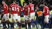 Pemain Manchester United saat rayakan gol Jese Lingard ke gawang Chelsea (Reuters)