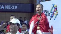 Pesilat putri Indonesia meraih emas cabang silat nomor tanding kelas b putri. (Vidio.com)
