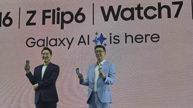 Peluncuran Samsung Galaxy Z Fold6 dan Galaxy Z Flip6 beserta ekosistemnya, mulai dari Galaxy Buds3 Series dan Galaxy Watch 7 Series. Liputan6.com/ Agustin Setyo Wardani