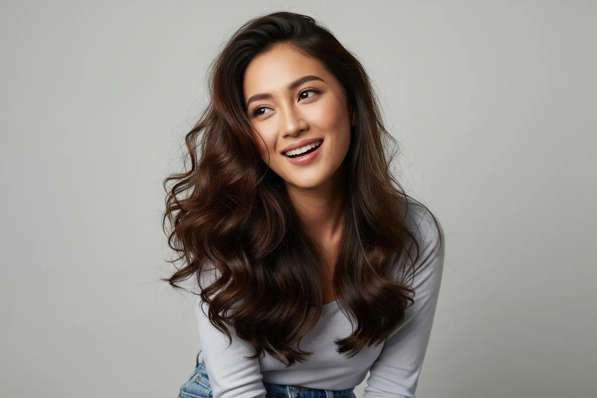 Model Rambut Wanita Panjang Gelombang