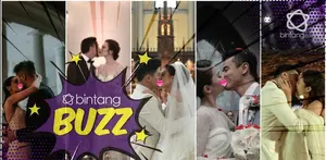 Sudah sah menjadi pasangan suami istri, potret wedding kiss 5 seleb ini bikin baper.