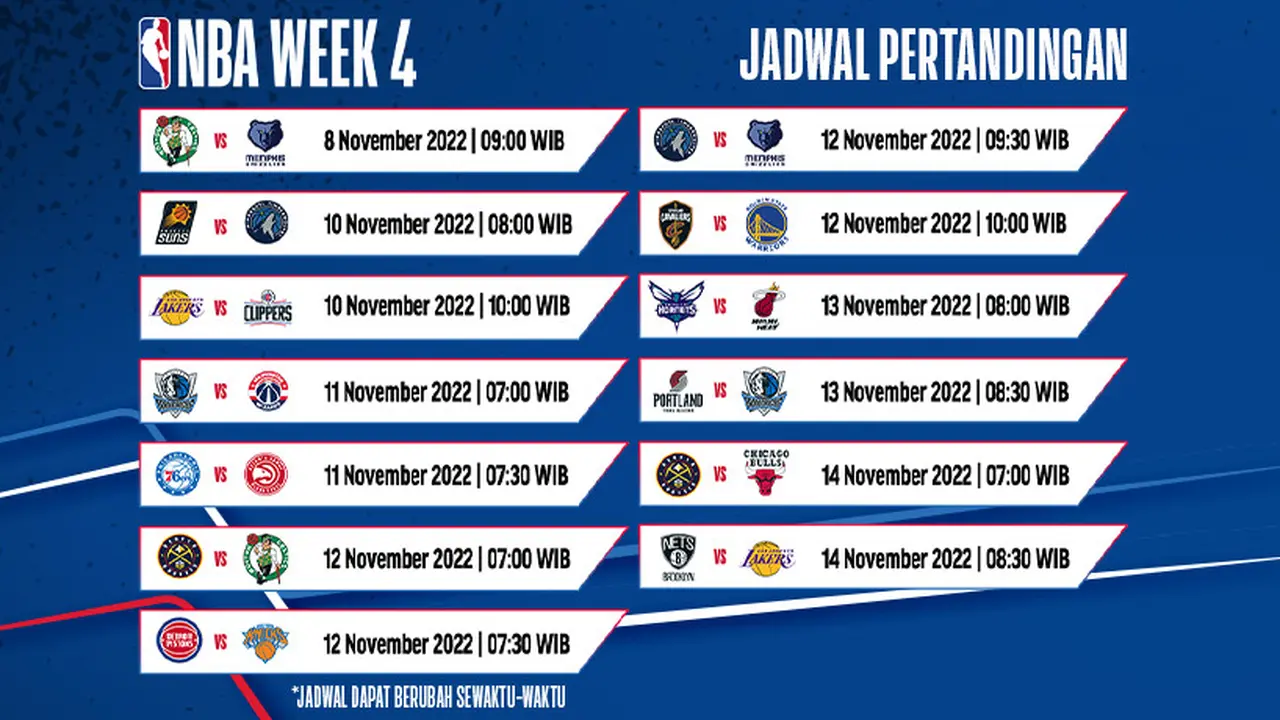 Link Live Streaming NBA Reguler Season 2022-2023 Pekan Keempat pada 8-14 November di Vidio : Ada Tim Juara Bertahan