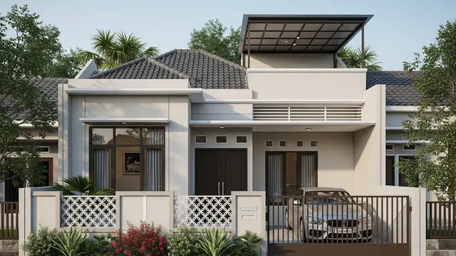 contoh rumah 1 lantai dengan rooftop minimalis biaya terjangkau