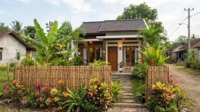 Inspirasi Rumah Desa Sederhana dengan Taman Kecil