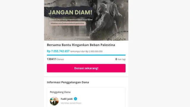 Fadil Jaidi Ikut Galang Dana untuk Palestina, Donasi Tembus Rp 7 Miliar