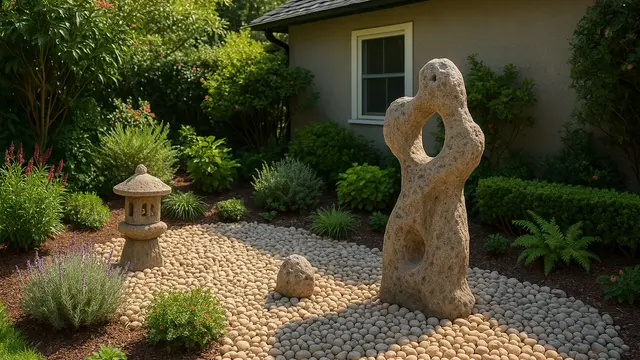 Model Taman Samping Rumah Kecil dengan Batu Koral