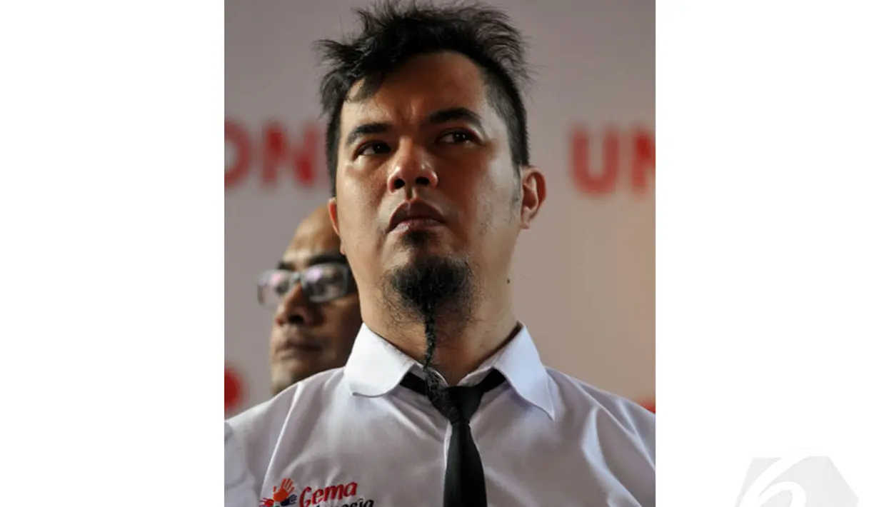 Musisi terkenal Ahmad Dhani terlihat ikut dalam deklarasi Gema Indonesia untuk Prabowa-Hatta Jakarta, Rabu, (21/5/14) (Liputan6.com/Johan Tallo)