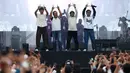 Grup band Wali saat tampil pada hari kedua gelaran KapanLagi Buka Bareng (KLBB) Festival 2026 di Stadion Madya, Kompleks Gelora Bung Karno, Senayan, Jakarta, Minggu 1 Maret 2026. (Dok/Kapanlagi Youniverse)