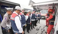 PT Hutama Marga Waskita (Hamawas) melaksanakan apel siaga mudik lebaran 2025 di Gerbang Tol Sinaksak pada Selasa (18/3/2025). (Dok Hamawas)&nbsp;