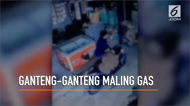 Rekaman CCTV menunjukkan pria mencuri dua tabung gas.
