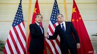Menteri Luar Negeri AS Antony Blinken dan Menteri Luar Negeri China Wang Yi. (Foto: AFP/Stefani Reynolds)