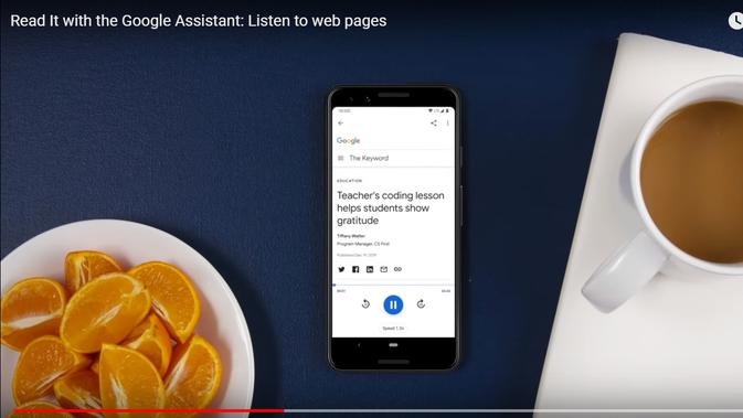 Read It, Fitur Baru Google Assistant untuk Baca dan Terjemahkan Konten Web dalam 42 Bahasa. Kredit: Akun resmi Android di YouTube