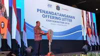 Direktur Utama (Dirut) PAM Jaya Arief Nasrudin dalam pidatonya mengatakan&nbsp;bakal ada 9 tandon air bersih&nbsp;di Jakarta Utara dan Jakarta Barat. (Foto:Liputan6/Winda Nelfira)