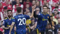 Tiga gol Arsenal dalam pertandingan ini dicetak oleh Nuno Tavares, Bukayo Saka dan Granit Xhaka. Sementara Setan Merah hanya mampu membalas melalui Cristiano Ronaldo. (AP/Alastair J. Grant)
