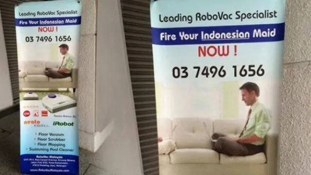 KBRI Kuala Lumpur melalui retainer lawyer Shamsuddin & Co telah menyampaikan somasi kepada perusahaan pembuat alat pembersih RoboVac, yang memasang iklan bertuliskan 'Fire Your Indonesian Maid Now!' (Pecat Pembantu Indonesia Anda Sekarang). 