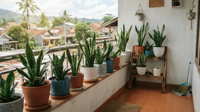 Tanaman yang Cocok Ditanam di Pot Tanpa Lubang sebagai Solusi untuk Balkon Minimalis Model Lidah Mertua