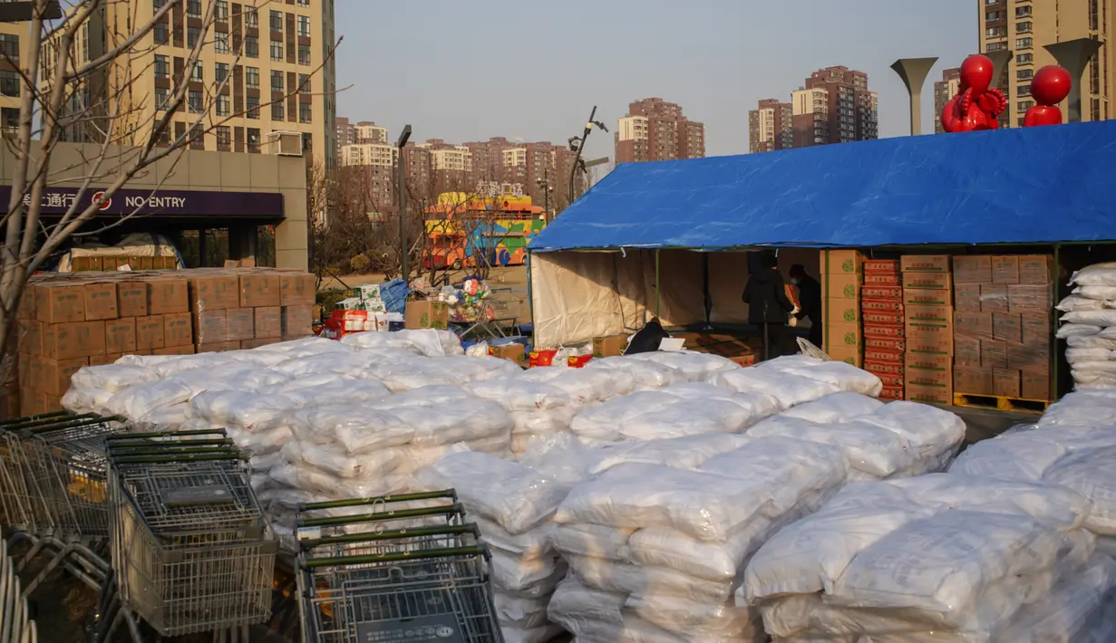 Foto pada 20 Januari 2021 menunjukkan area suplai di Distrik Daxing di Beijing, ibu kota China. Distrik Daxing di Beijing pada Rabu (20/1) mengeluarkan pemberitahuan yang melarang semua warga di distrik itu meninggalkan ibu kota di tengah munculnya kasus baru COVID-19. (Xinhua/Peng Ziyang)